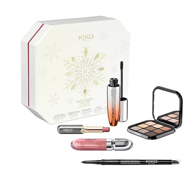 KIKO Milano Makeup Gift Set: Volumising Mascara, Eyeliner, Eyeshadow Palette, Lip Gloss And Lipstick