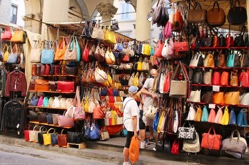 Food & leather market in Florence Italy