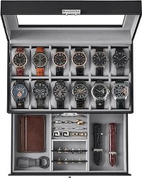12-Slot Watch Box - Watch Accessories for Men & Women